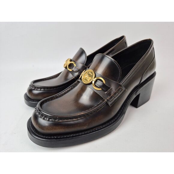 Chloé Women's Oak Brown Dakota Patent Loafer Loafer Pumps Size 40 Chloe - Picture 2 of 6